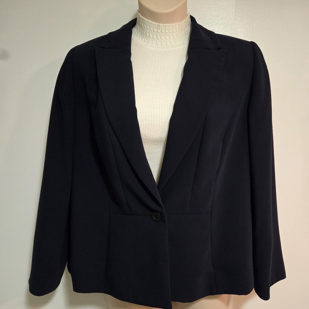 Pendleton Plus 16 Navy Blue Poly Stretch One Button Lined Classic Career